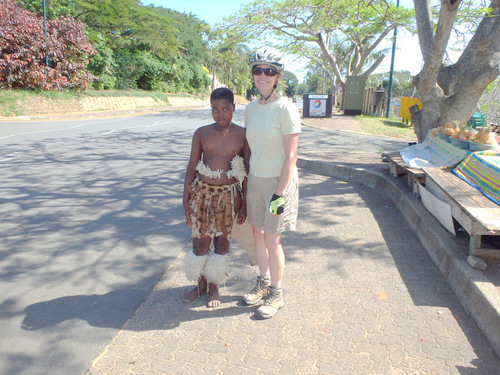 Terry poses with a young Zulu Dance Performancer.